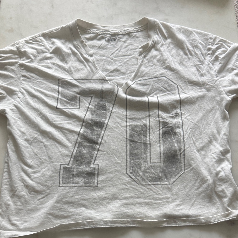 Hollister White V-Neck Tee